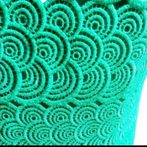 Laundry by Shelli Segel Green Dress Scalloped Crochet Sleeveless Sheath Mini - Picture 11 of 11